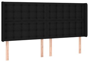 Cabeceira de cama c/ luzes LED tecido 183x16x118/128 cm preto