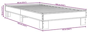 Estrutura de cama derivados de madeira e metal carvalho sonoma