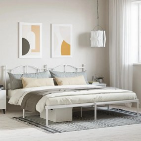 Estrutura de cama com cabeceira 200x200 cm metal branco