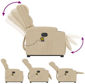 Poltrona elevatória de massagens tecido cor creme