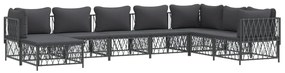 8 pcs conjunto lounge de jardim com almofadões aço antracite