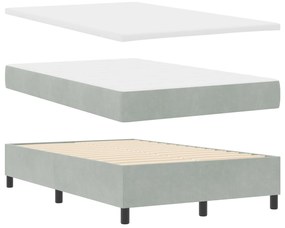 Cama Box Spring com Colchão e Banco Cinza Claro 120x200 cm Veludo