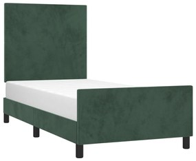 Estrutura de cama c/ cabeceira 90x190 cm veludo verde-escuro