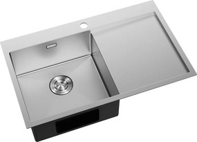 Mexen Exar lava-loiça de aço inoxidável de 1 bacia com escorredor à esquerda 780 x 480 mm, inox - 6433781010L-01