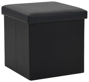 Bancos de arrumação dobráveis 2 pcs couro artificial preto