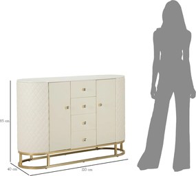 Aparador Sharon - Madeira e MDF Branco com Detalhes Dourados - 120 cm