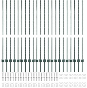 Postes de Cerca 22 pcs U-Channel Verde 180 cm Aço
