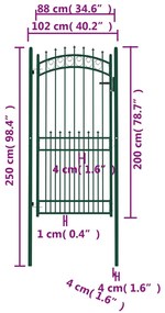 Portão para cerca com espetos 100x200 cm aço verde