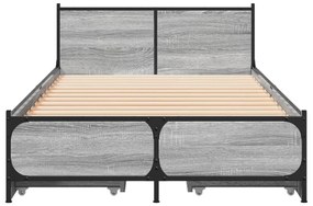 Estrutura de cama c/ gavetas derivados madeira cinza sonoma