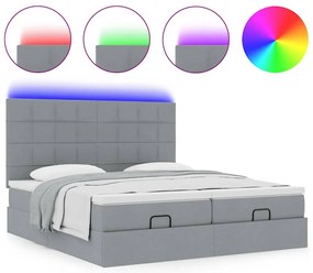 Estrutura de cama otomana com colchões tecido cinzento claro