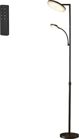 Candeeiro de pé LED com altura ajustável 25 x 25 x (148-176) cm, candeeiro de pé com luz de leitura preto