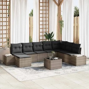 vidaXL Conjunto de Sofá de Jardim de 8 Peças com Almofadas - Rattan Sintético Preto