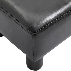 Apoio para os Pés Pufe Banco Pequeno Estofado em Pele Sintética com Assento Acolchoado e Pés de Plástico 40x30x24 cm Preto