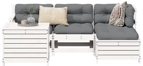 5 pcs conjunto de sofás de jardim madeira pinho maciça branco