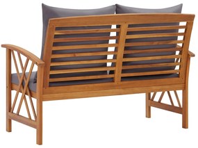 Banco de jardim c/ almofadões 119 cm madeira de acácia maciça
