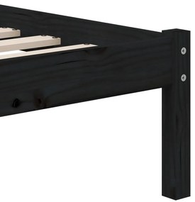 Estrutura de cama 100x200 cm madeira de pinho maciça preto