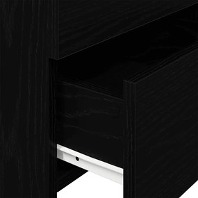 Mesa de cabeceira com 2 gavetas preta 40x36,5x62 cm
