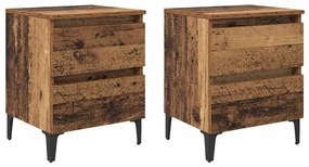 Armários de Cama 2 pcs Madeira Antiga 40x35x50 cm Madeira Engenharia