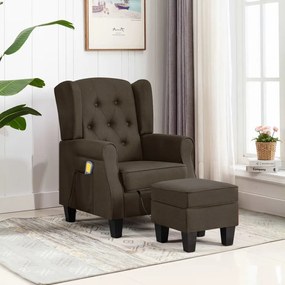 320165 vidaXL Poltrona de massagens com apoio de pés tecido castanho