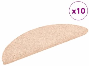 Tapetes escada autoadesivos 10 pcs 56x17x3 cm agulhado creme