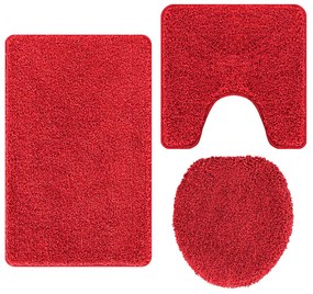 Conjunto de Tapetes de Banho 3 Peças VidaXL Vermelho Polipropileno Ant