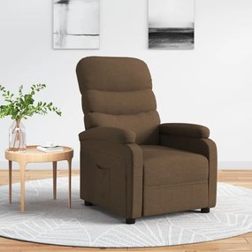 vidaXL Cadeira reclinável tecido castanho