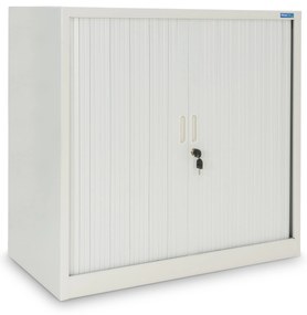 Armário de Escritório com Portas de Persiana - Branco, Compacto e Elegante 800x800x420mm
