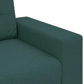 Conjunto de Sofá de 3 Peças com Almofadas - Tecido Verde Escuro