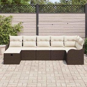 Conjunto de Sofás de Jardim vidaXL com Almofadas Castanho Rattan Polím