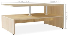 Mesa de centro derivados de madeira 90x59x42 cm cor carvalho
