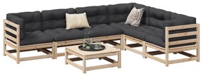 7 pcs conjunto sofás de jardim com almofadões pinho maciço