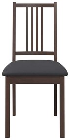 Cadeiras de jantar com almofadões 2 pcs madeira maciça castanho