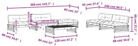6 pcs conjunto lounge jardim c/ almofadões madeira maciça