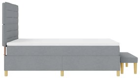 Cama Box com Colchão &amp; Banco Cinza Claro 140x200 cm Tecido