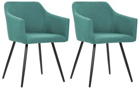 vidaXL Cadeiras de jantar 2 pcs tecido verde