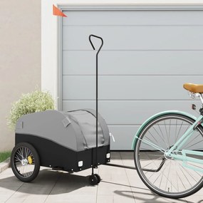 vidaXL Reboque para bicicleta 45 kg ferro preto e cinza
