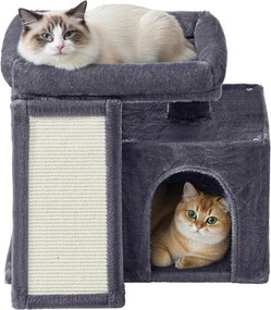 Arranhador para Gatos 51 x 39,2 x 46,4 cm, árvore de arranhar com placa de arranhar cinzento escuro
