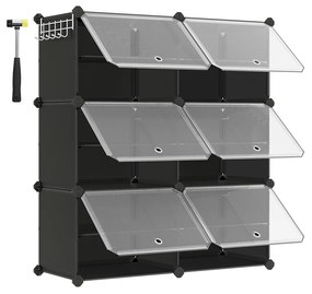 Sapateira modular com portas de plástico | SONGMICS | 82 x 32 x 92 cm | preto | LPC033B01.