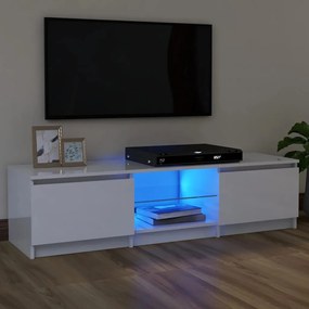vidaXL Móvel de TV com luzes LED 120x30x36 cm branco brilhante
