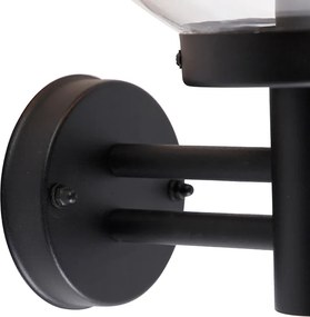 Candeeiro de parede exterior preto com plástico IP44 aço inoxidável - Sfera