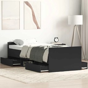 vidaXL Estrutura de cama c/ painéis cabeceira e pés 100x200 cm preto
