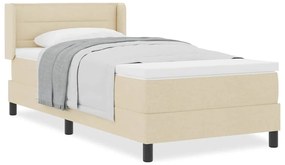 Cama Box Spring com Colchão Creme, 100 x 200 cm, Tecido.