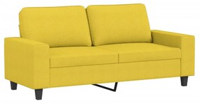 2 pcs conjunto de sofás tecido amarelo-claro