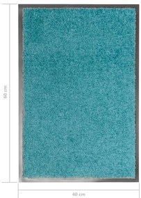 Tapete de porta lavável 40x60 cm azul ciano