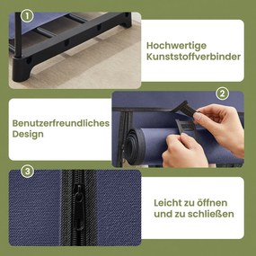 Guarda-roupa em tecido com 2 varões para cabides, 140 x 43 x 174 cm Azul escuro