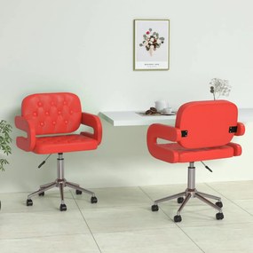 vidaXL Cadeiras de jantar giratórias 2 pcs couro artificial vermelho