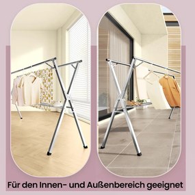 Estendal roupa dobrável, extensível, para interior e exterior 66 x (133-200) x 130 cm cinzento