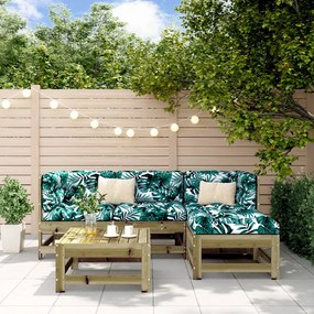 5 pcs conjunto lounge de jardim madeira de pinho impregnada