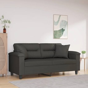 vidaXL Sofá 2 lugares c/ almofadões 140 cm microfibra cinza-escuro