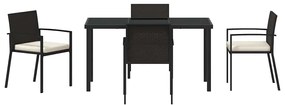 Conjunto de Jantar para Jardim de 5 Peças Preto Rattan Sintético